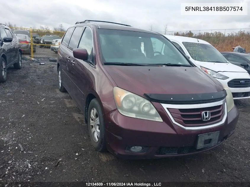 2008 Honda Odyssey VIN: 5FNRL38418B507574 Lot: 12134509