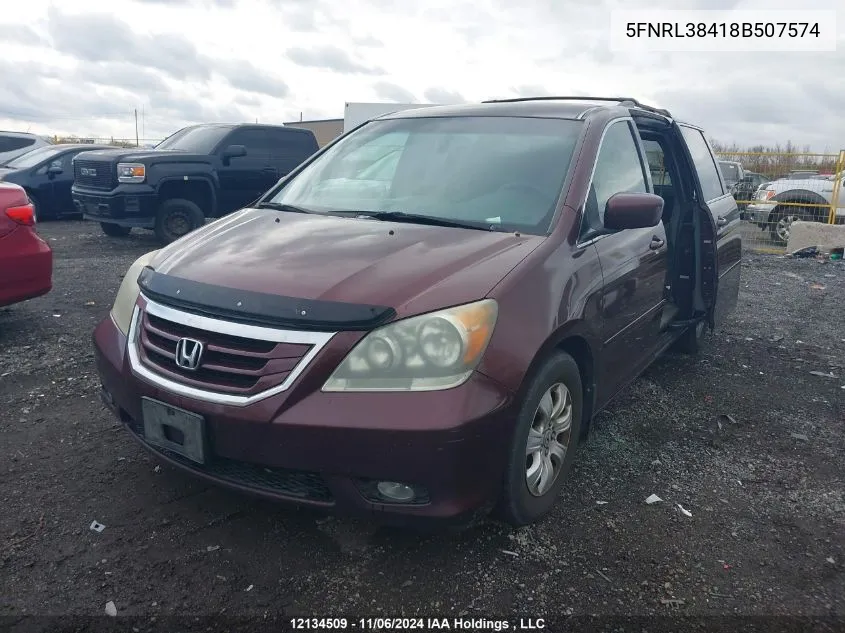 2008 Honda Odyssey VIN: 5FNRL38418B507574 Lot: 12134509