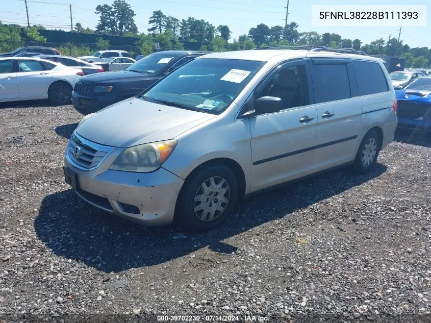 5FNRL38228B111393 2008 Honda Odyssey Lx