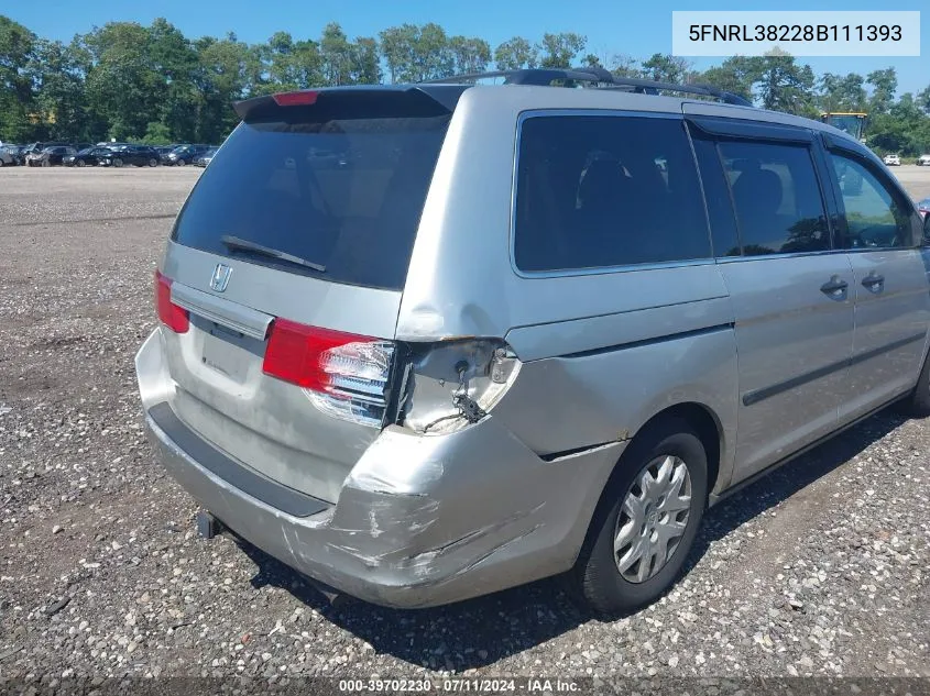 5FNRL38228B111393 2008 Honda Odyssey Lx