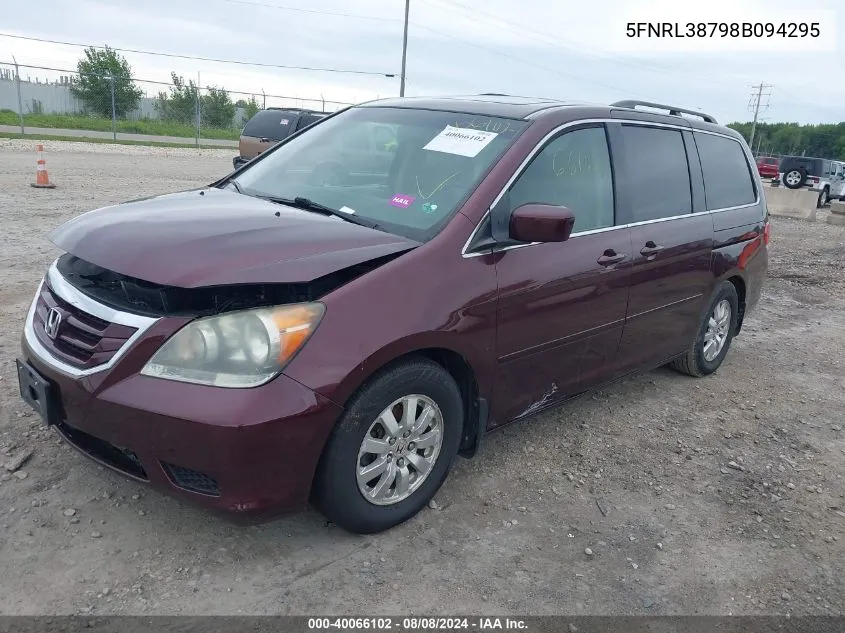 2008 Honda Odyssey Ex-L VIN: 5FNRL38798B094295 Lot: 40066102