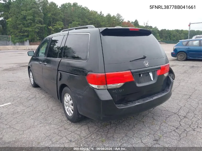 2008 Honda Odyssey Ex-L VIN: 5FNRL38778B041661 Lot: 40075776