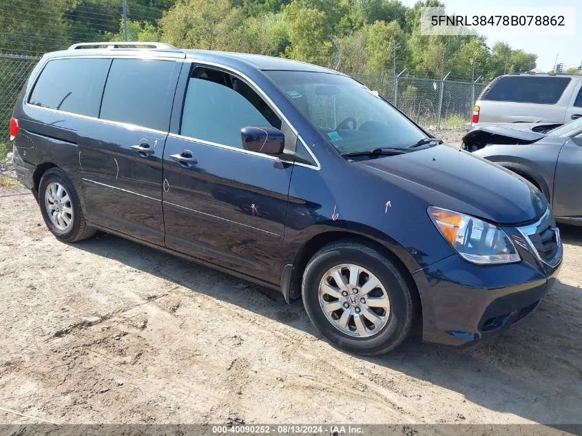 2008 Honda Odyssey Ex VIN: 5FNRL38478B078862 Lot: 40090252