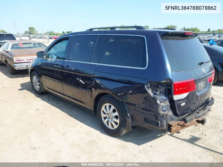 2008 Honda Odyssey Ex VIN: 5FNRL38478B078862 Lot: 40090252