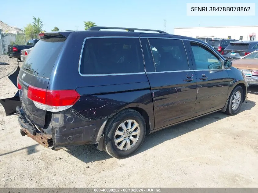 2008 Honda Odyssey Ex VIN: 5FNRL38478B078862 Lot: 40090252