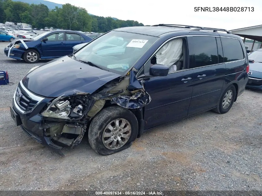 2008 Honda Odyssey Ex VIN: 5FNRL38448B028713 Lot: 40097634