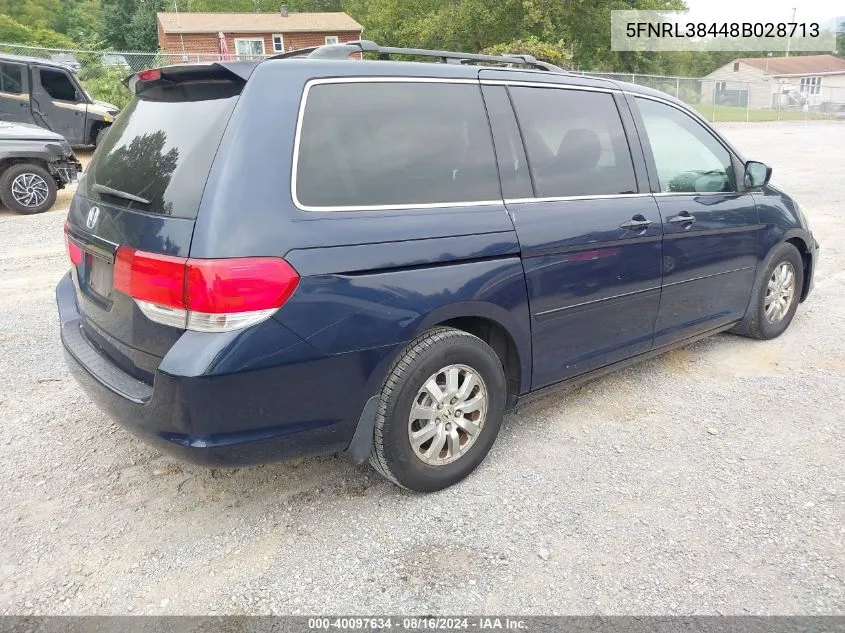 2008 Honda Odyssey Ex VIN: 5FNRL38448B028713 Lot: 40097634