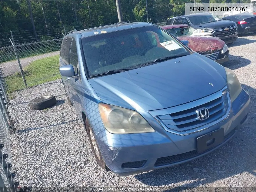 2008 Honda Odyssey Ex-L VIN: 5FNRL38738B046761 Lot: 40161021