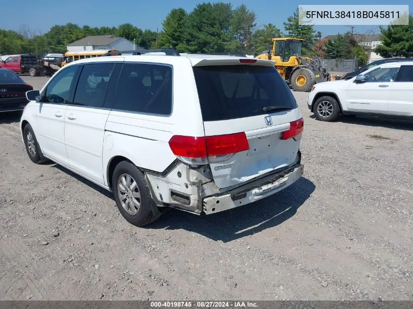 2008 Honda Odyssey Ex VIN: 5FNRL38418B045811 Lot: 40198745