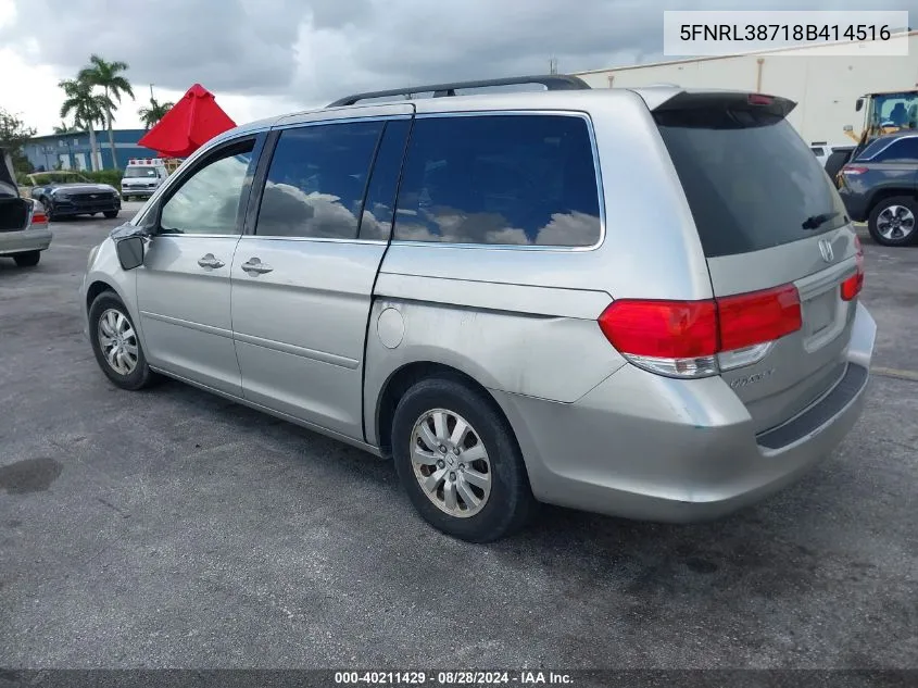 2008 Honda Odyssey Ex-L VIN: 5FNRL38718B414516 Lot: 40211429