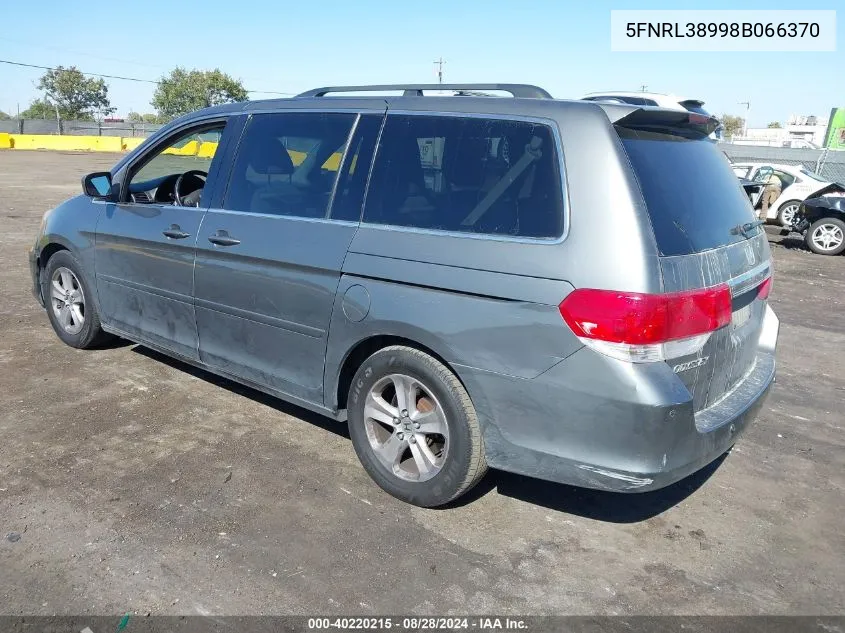 2008 Honda Odyssey Touring VIN: 5FNRL38998B066370 Lot: 40220215