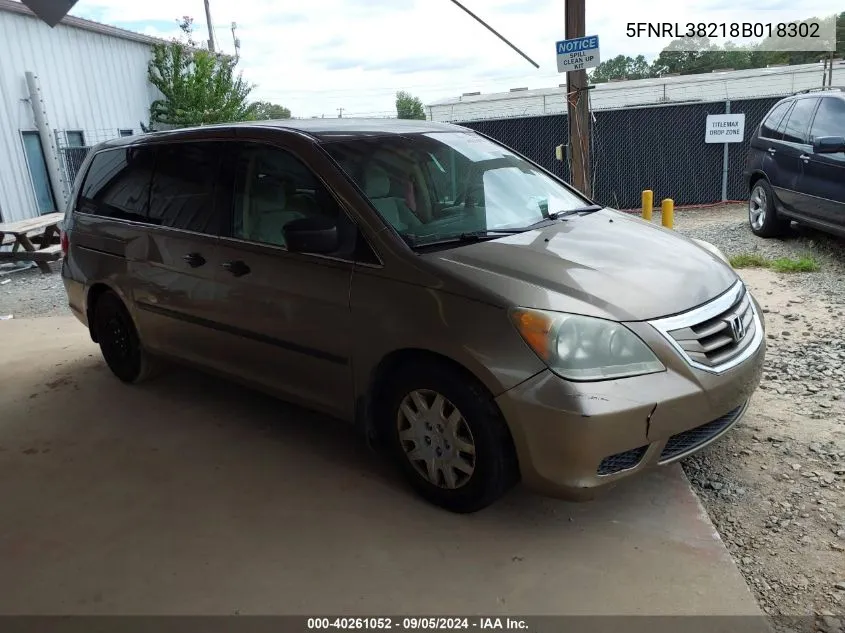 5FNRL38218B018302 2008 Honda Odyssey Lx