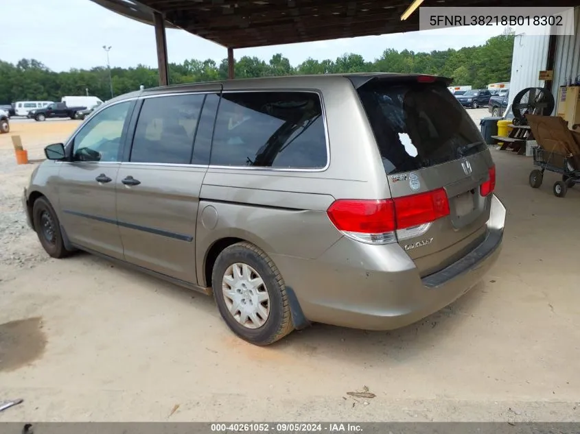 5FNRL38218B018302 2008 Honda Odyssey Lx