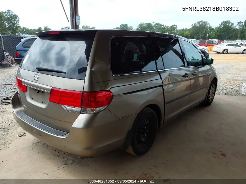 5FNRL38218B018302 2008 Honda Odyssey Lx