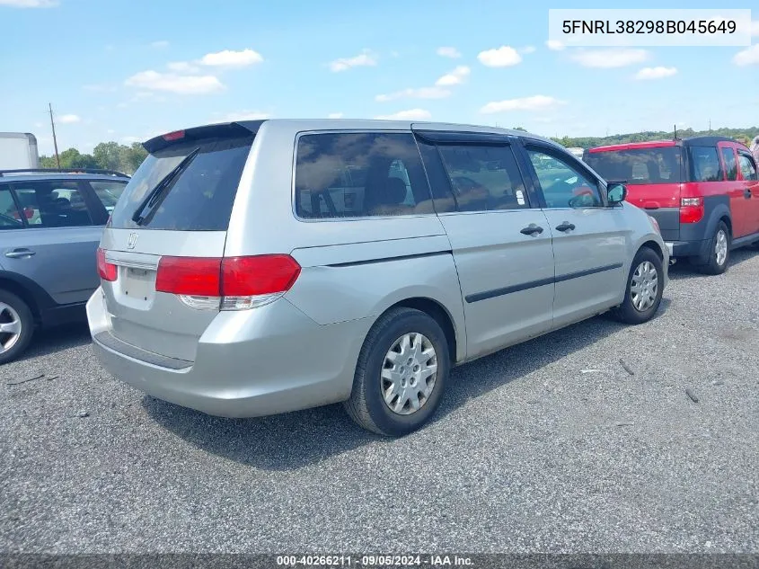 5FNRL38298B045649 2008 Honda Odyssey Lx