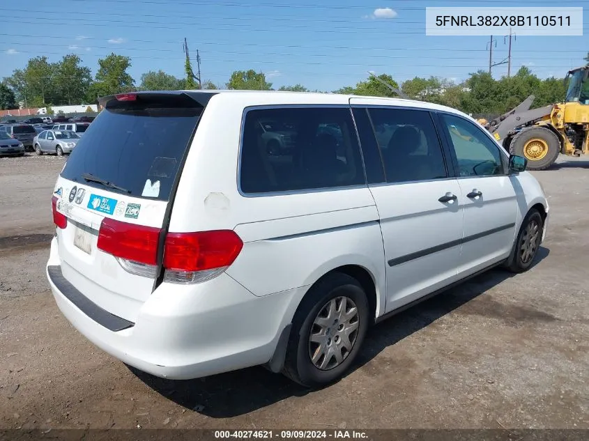 5FNRL382X8B110511 2008 Honda Odyssey Lx