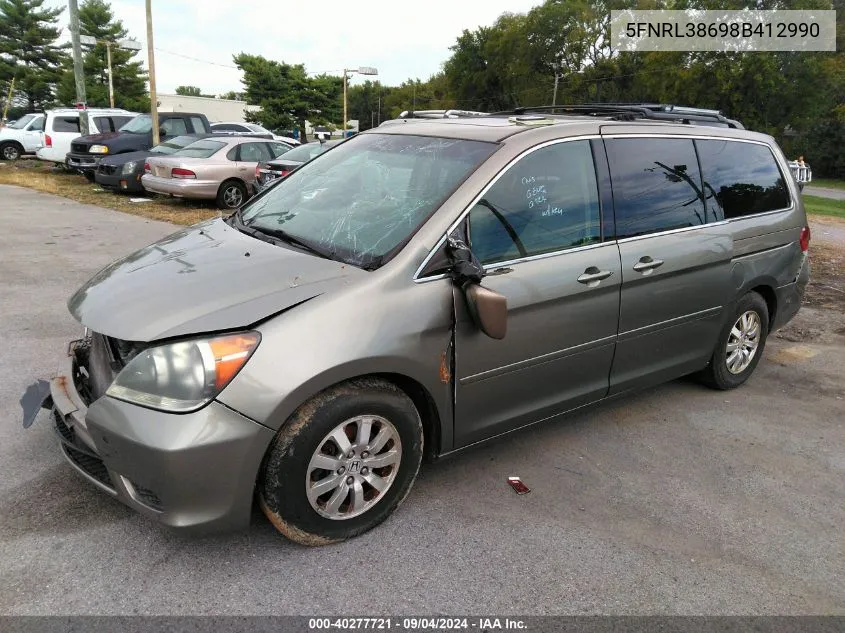 2008 Honda Odyssey Ex-L VIN: 5FNRL38698B412990 Lot: 40277721