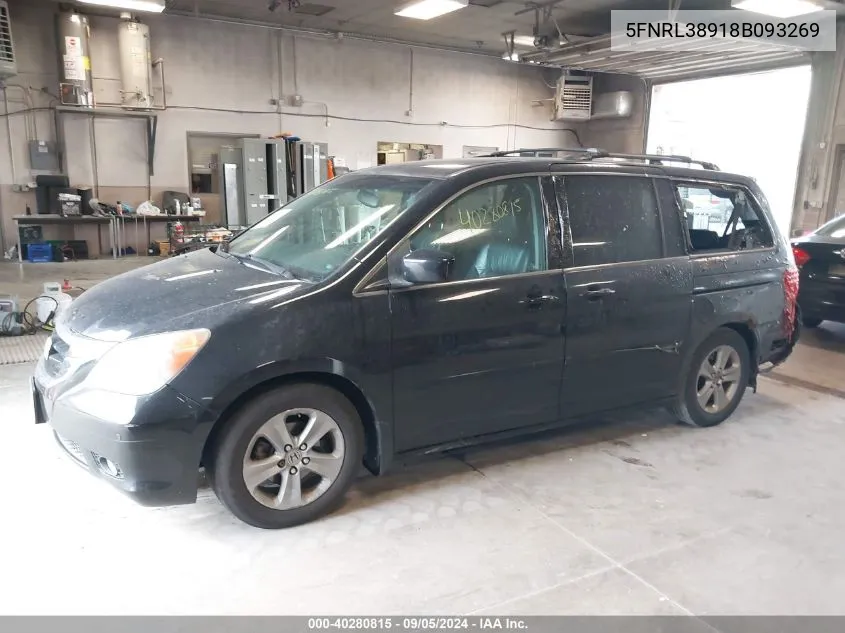 2008 Honda Odyssey Touring VIN: 5FNRL38918B093269 Lot: 40280815