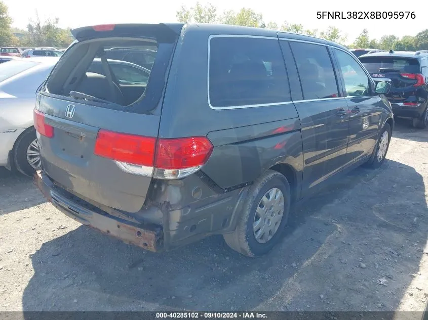 2008 Honda Odyssey Lx VIN: 5FNRL382X8B095976 Lot: 40285102