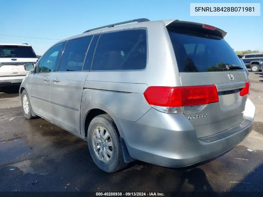 5FNRL38428B071981 2008 Honda Odyssey Ex