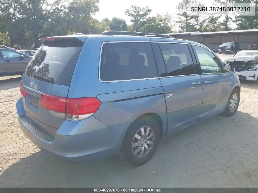 2008 Honda Odyssey Exl VIN: 5FNRL38748B032710 Lot: 40297678