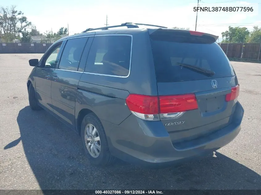 5FNRL38748B077596 2008 Honda Odyssey Exl