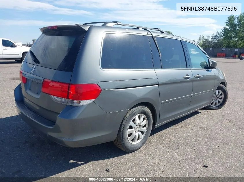 5FNRL38748B077596 2008 Honda Odyssey Exl