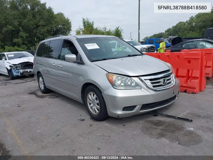 2008 Honda Odyssey Ex-L VIN: 5FNRL38788B418580 Lot: 40330423