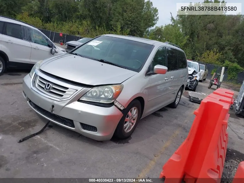 2008 Honda Odyssey Ex-L VIN: 5FNRL38788B418580 Lot: 40330423