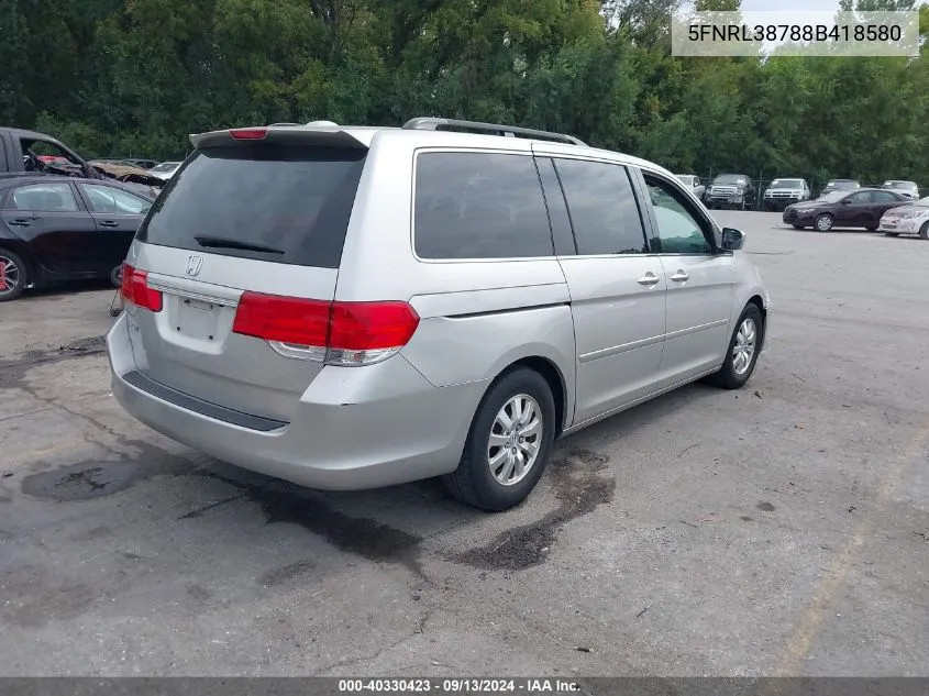 2008 Honda Odyssey Ex-L VIN: 5FNRL38788B418580 Lot: 40330423