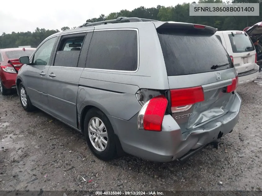 2008 Honda Odyssey Ex-L VIN: 5FNRL38608B001400 Lot: 40335040