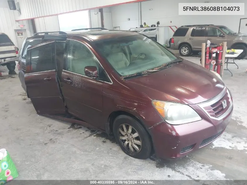 2008 Honda Odyssey Ex-L VIN: 5FNRL38608B104073 Lot: 40335595