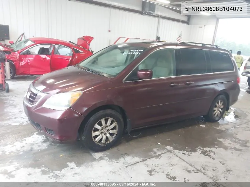 2008 Honda Odyssey Ex-L VIN: 5FNRL38608B104073 Lot: 40335595