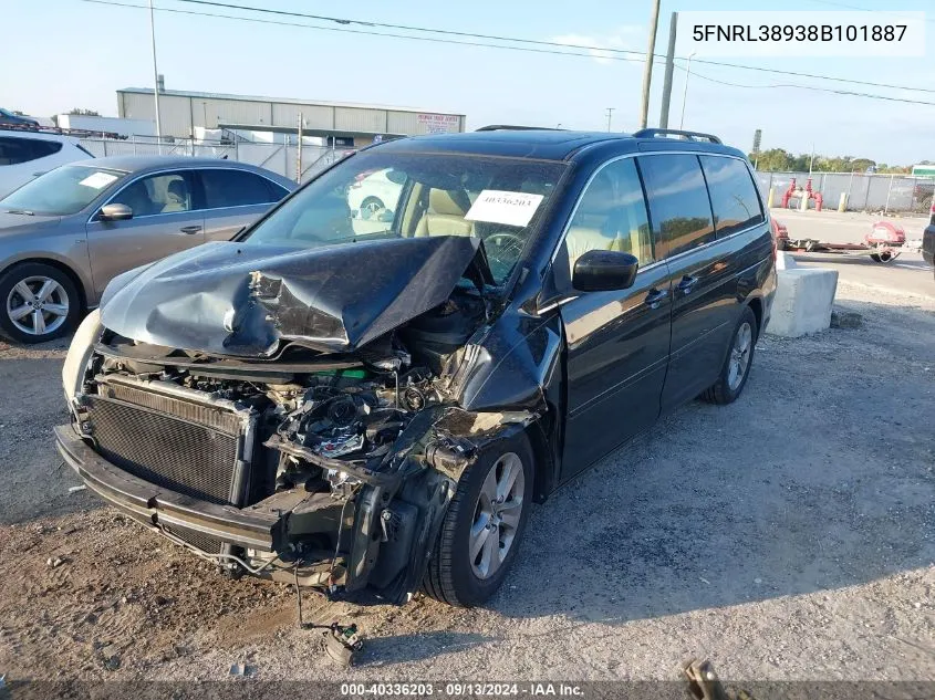 2008 Honda Odyssey Touring VIN: 5FNRL38938B101887 Lot: 40336203