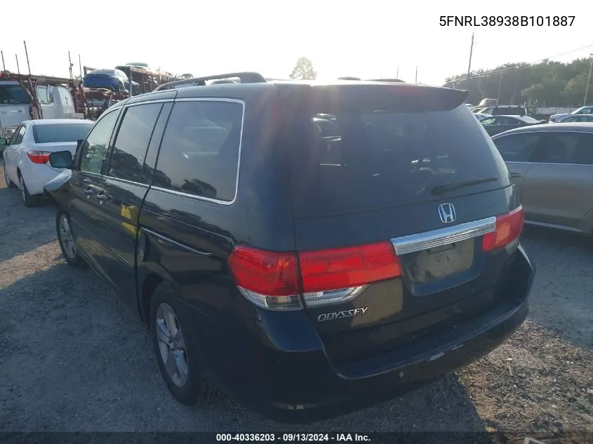 2008 Honda Odyssey Touring VIN: 5FNRL38938B101887 Lot: 40336203