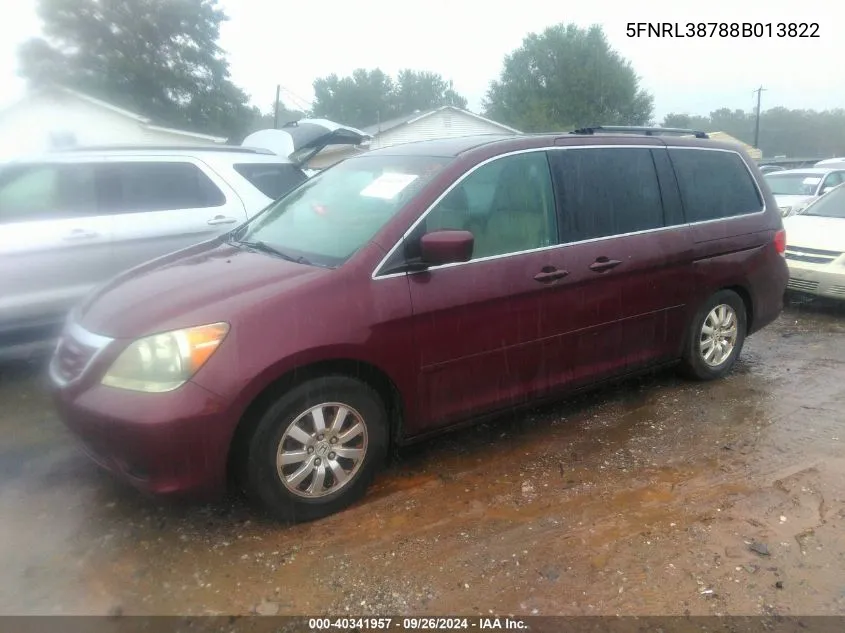 2008 Honda Odyssey Ex-L VIN: 5FNRL38788B013822 Lot: 40341957