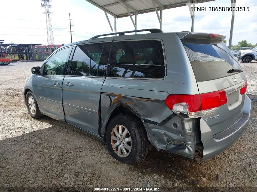 2008 Honda Odyssey Ex-L VIN: 5FNRL38658B003515 Lot: 40352271