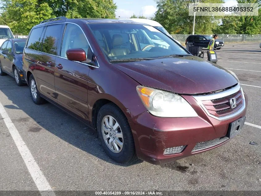 2008 Honda Odyssey Exl VIN: 5FNRL38688B405352 Lot: 40354289