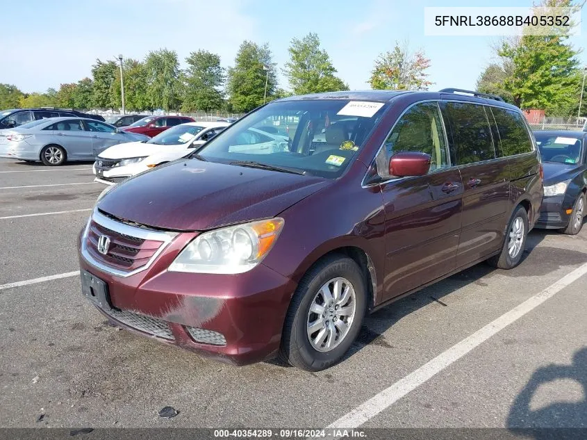 2008 Honda Odyssey Exl VIN: 5FNRL38688B405352 Lot: 40354289