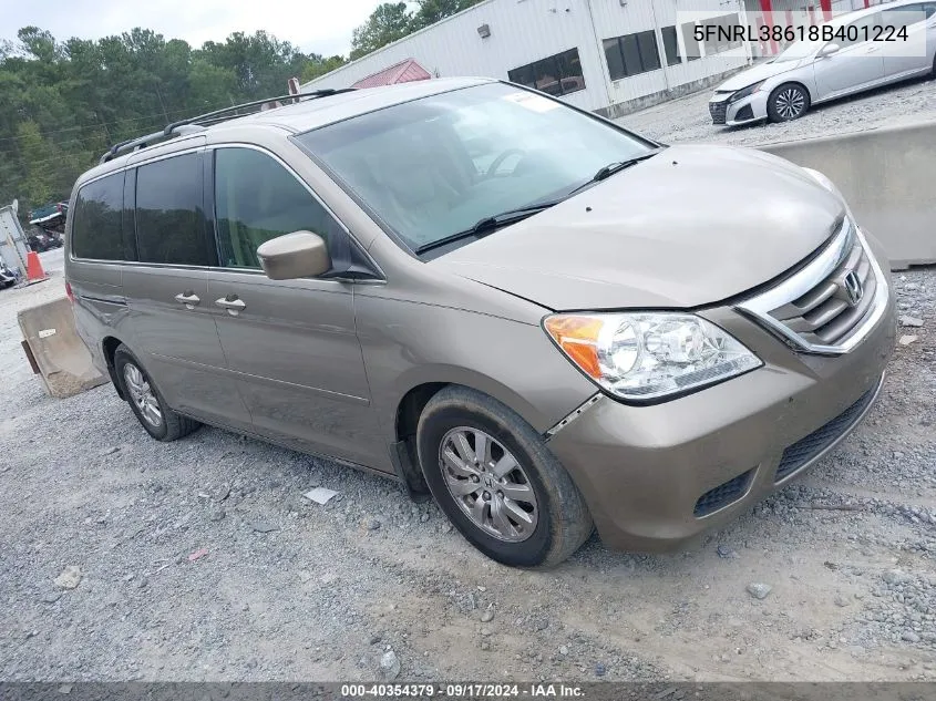 2008 Honda Odyssey Ex-L VIN: 5FNRL38618B401224 Lot: 40354379