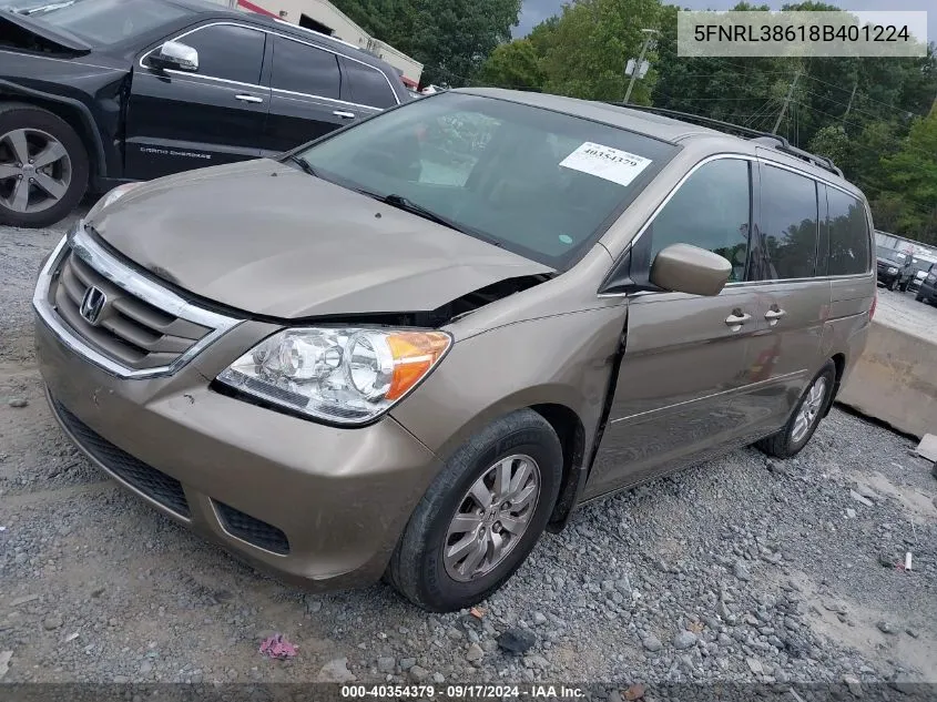 2008 Honda Odyssey Ex-L VIN: 5FNRL38618B401224 Lot: 40354379