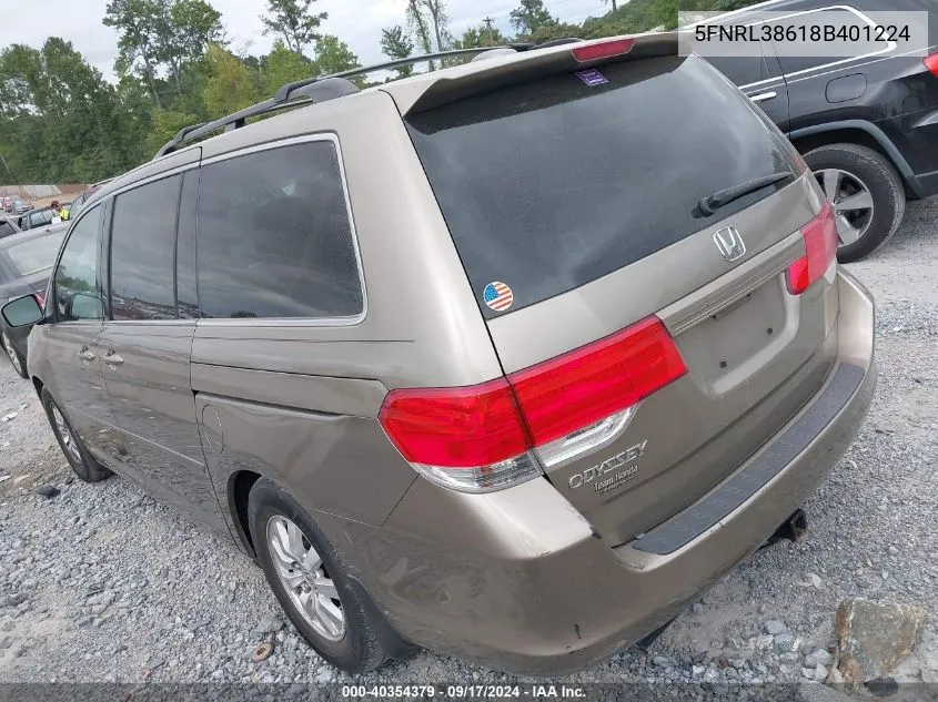 2008 Honda Odyssey Ex-L VIN: 5FNRL38618B401224 Lot: 40354379