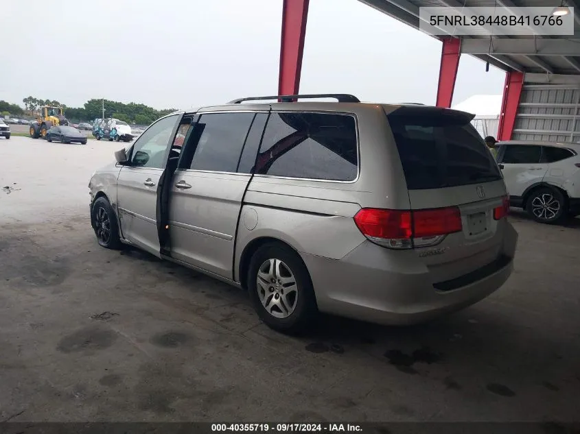 2008 Honda Odyssey Ex VIN: 5FNRL38448B416766 Lot: 40355719