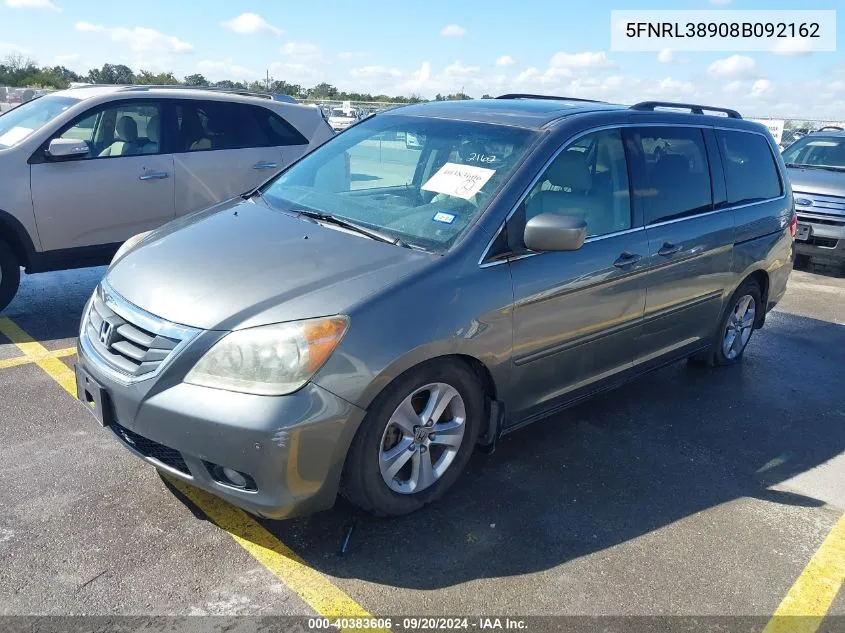 2008 Honda Odyssey Touring VIN: 5FNRL38908B092162 Lot: 40383606