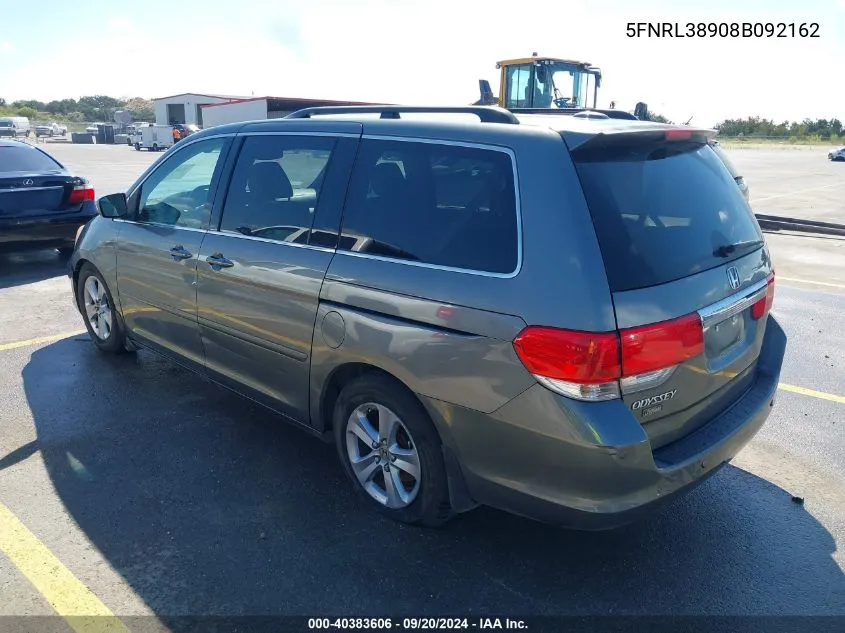 2008 Honda Odyssey Touring VIN: 5FNRL38908B092162 Lot: 40383606