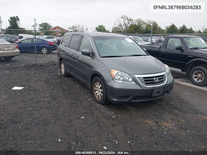 2008 Honda Odyssey Ex-L VIN: 5FNRL38798B036283 Lot: 40385813