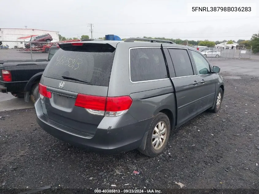 2008 Honda Odyssey Ex-L VIN: 5FNRL38798B036283 Lot: 40385813