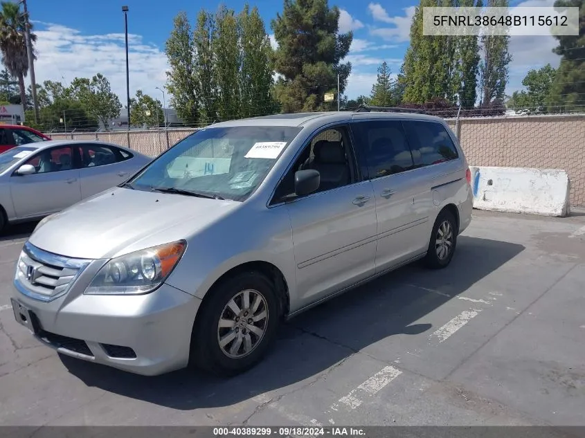 5FNRL38648B115612 2008 Honda Odyssey Ex-L