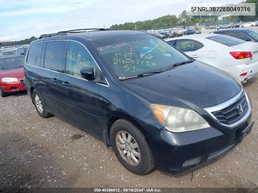 2008 Honda Odyssey Ex-L VIN: 5FNRL38728B049716 Lot: 40396612