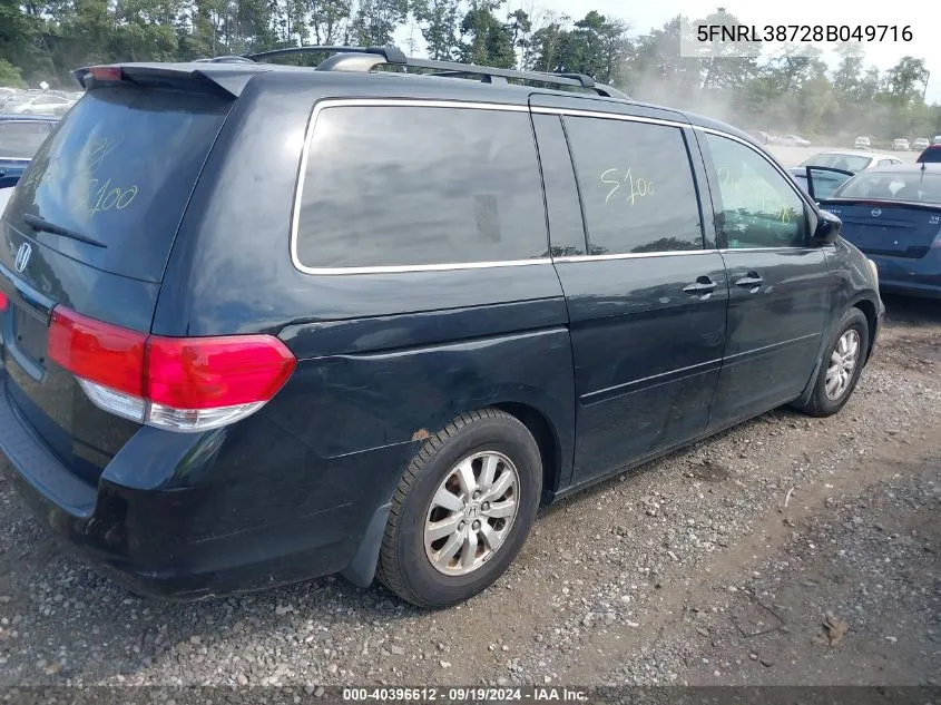 2008 Honda Odyssey Ex-L VIN: 5FNRL38728B049716 Lot: 40396612